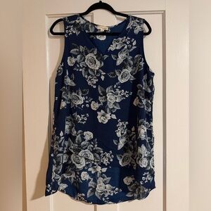 Misia Navy and White Floral Blouse Large